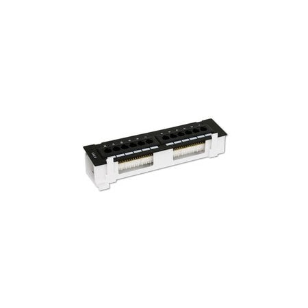 Cable Wholesale Wall Mount 12 Port Cat6 Patch Panel, 110 Type, 568A & 568B Compatible, 10 inch 69BK-06012-10