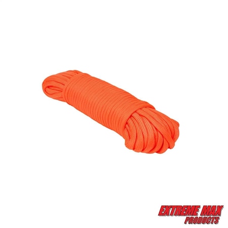 Extreme Max Extreme Max 3008.0489 Neon Orange Type III 550 Paracord Commercial Grade - 5/32" x 50' 3008.0489