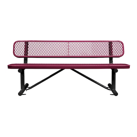 Leisure Craft Bench/Back, Surface Mount, 6ft., Burgundy B6WBSM-BURGUNDY