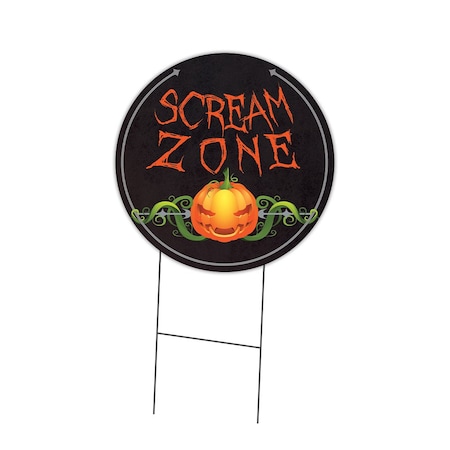 Signmission Scream Zone Double Sided Corrugated Plastic Circle Yard Sign C-24-CIR-DS-WS- Scream Zone