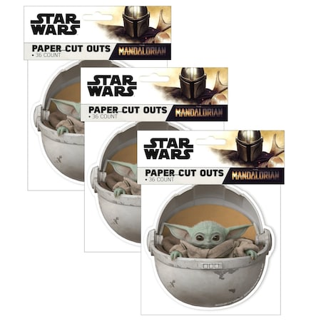 Eureka Star Wars The Mandalorian, Paper Cut Outs, 36-Piece Set, 3PK 841557
