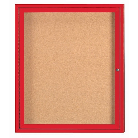 Aarco Illuminated Enclosed Bulletin Board w/ Red Powder Coated Al Frame, 36''Hx30''W DCC3630RIR