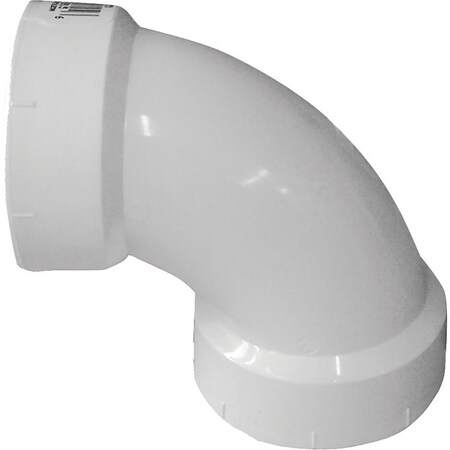 Genova CANPLAS Sanitary Pipe Elbow, 2 in, Hub, 90 deg Angle, PVC, White 192252L
