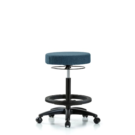 Blue Ridge Ergonomics Bench Stool, Hi, Fabric, BF, Casters, Blu BR-FHBSO-RG-BF-RC-F43