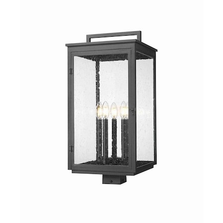 Z-Lite Hartwell 5-Light Outdoor Post Mount Fixture, 12 in W x 25.25 H, Sand Black 5019PHXLS-BK