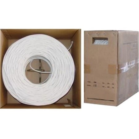 Cable Wholesale Bulk RG6 Coaxial Cable, White, 18 AWG, Solid Core, Pullbox, 1000 foot 10X4-091TH