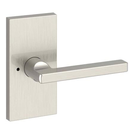 Baldwin Privacy Square Lever and Contemporary 5in Rose with 6AL Latch and Dual Strike Satin Nickel Finish PVSQUCFR150