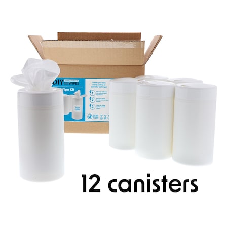 Awow Professional DIY Plant-Based Dry Wipes Kit, 12 Canisters & 12 Rolls of 50 Dry Wipes, 600 Wipes AP72013DY12