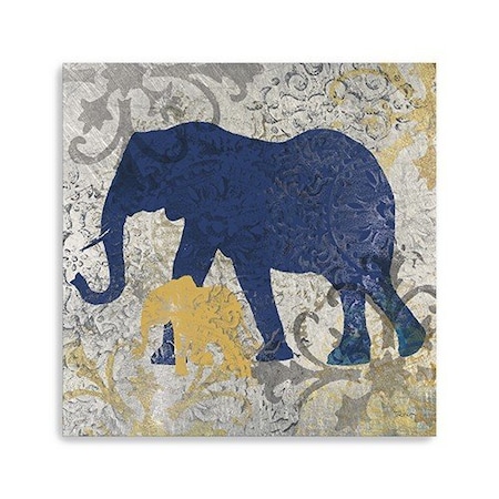 Homeroots Exotic Blue And Gold Elephant Unframed Print Wall Art 398845