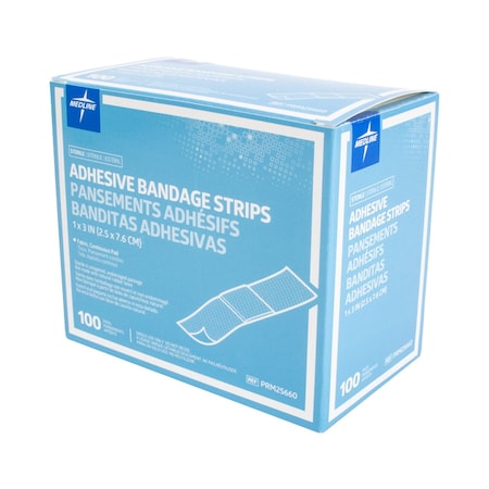 Medline Woven Fabric Adhesive Bandage, Sterile, 1"x3", 1200PK PRM25660