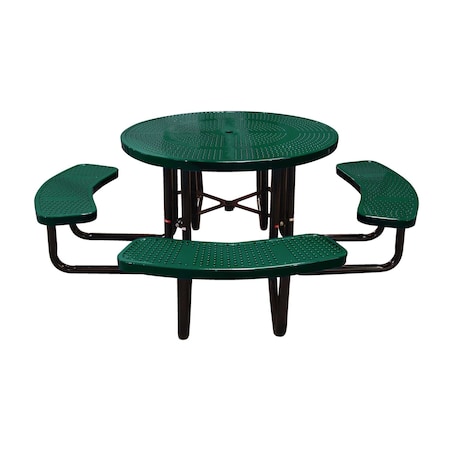 Leisure Craft 46" Round Picnic Table, Perforated Metal, Portable, Black Green T46ROP-PERF-BLACK GREEN