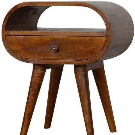 Homeroots 21" Chestnut Solid Wood Oval One Drawer Nightstand 722579