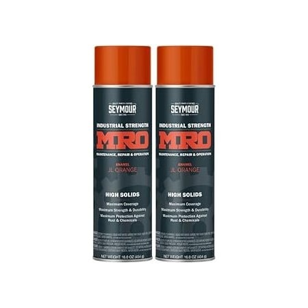 Seymour Midwest MRO Industrial High-Solids Spray Paint, JL Orange, 16 oz, 2PK 6201436-2