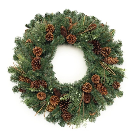 Homeroots 32" Green And Brown Christmas Pine And Pinecone Artificial Wreath 634625