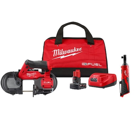 Milwaukee Tool M12 FUEL Band Saw Kit + M12 3/8" Ratchet 2529-21XC, 2457-20