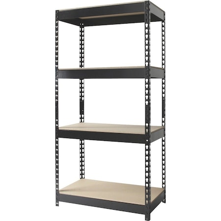 Hirsh 3800 Riveted Steel Shelving 4-Shelf Unit, 16D x 30W x 60H, Black 17125
