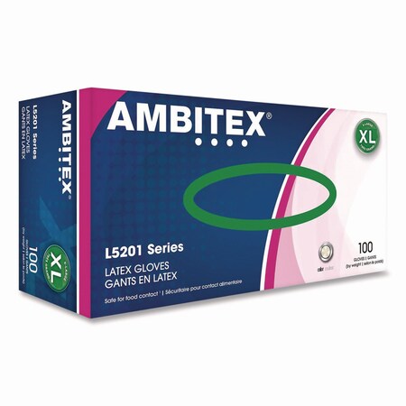 Ambitex L5201 Series Powder-Free Latex Gloves, 4 mil, X-Large, Cream, 100PK LXL5201