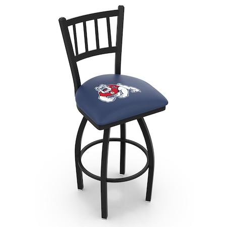 Holland Bar Stool Co 36" Blk Wrinkle Fresno State Swivel Bar Stool, Jailhouse Back L01836FresSt