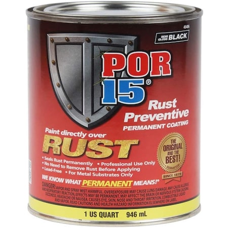 Por-15 Semi-Gloss Black High Performance Rust Preventive Permanent Coating, Quart 45404