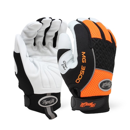 Dex Savior Lined Goat Grain, Padded Palm, Orange & Black 2XL MG355O 2XL