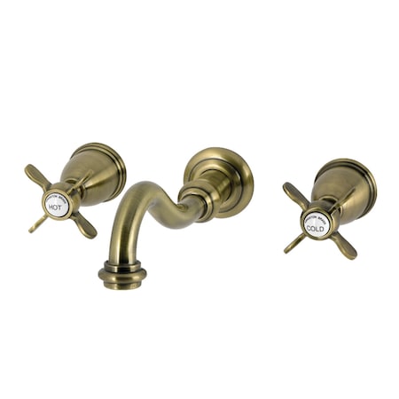 Kingston Brass Double-Handle Wall Mount Bathroom Faucet, Antique Brass KS3123BEX