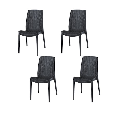 Lagoon Rue Resin Stackable Rattan Style Dining Chairs, 4PK 7025K4-SSLGS