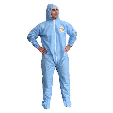 C-Max Coverall, w/Hood, Blue, PK25 SMS910M