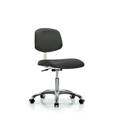 Blue Ridge Ergonomics Clean Room Chair Desk Chair, Vinyl, Chrm, Casters, Gry, CL10, 18" to 23" Height, Vinyl, Charcoal BR-CLR-VDHCH-CR-CC-8605