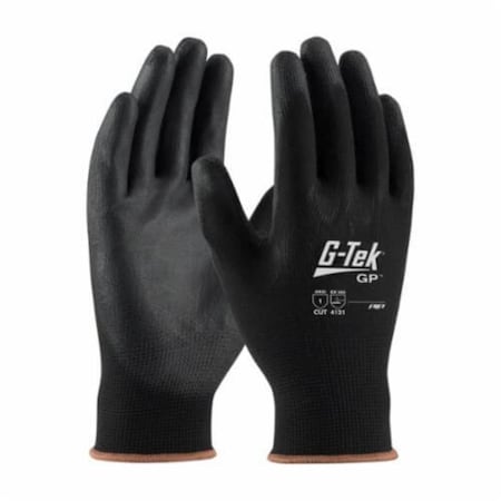 G-Tek General Purpose Gloves, Coated, Large, Polyurethane Palm, Nylon, Gray, Continuous Knit Wrist Cuff 33-B125/L