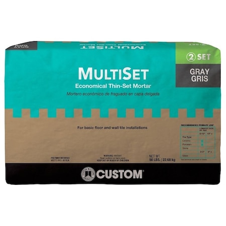 Custom Building Products Thinset Mortar, Gray, Powder, 50 lb, Bag MSMG50