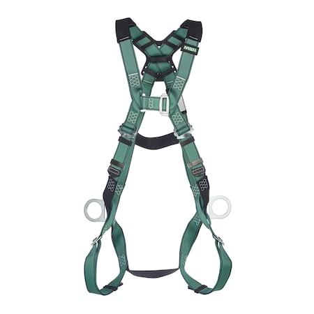 Msa Safety V-FORM Harness, M, 400 lb., Quick-Connect Chest/ Qwik-Fit Leg Straps, Back, Hips D-Ring 10197200