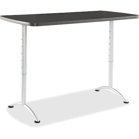 Iceberg ARC Adjustable Table, Granite Thermal Fused Melamine Top, Silver Steel Frame, 30 in D x 60 in W 69317