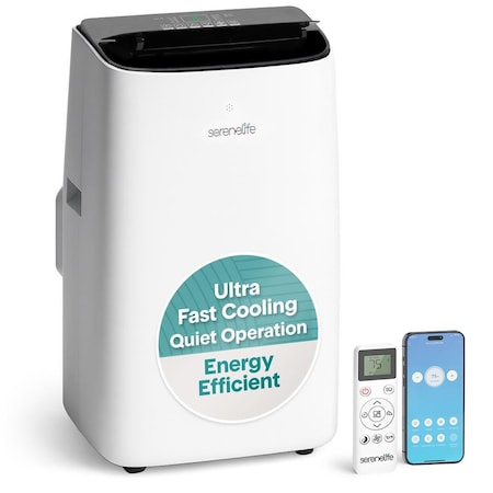 Serenelife 14000 BTU Ultra Quiet Portable Inverter Air Conditioner, Smart Cooling & Heating with WiFi, Energy SLINV10CHPD