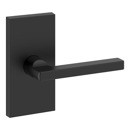 Baldwin Passage Square Lever and Contemporary 5in Rose with 6AL Latch and Dual Strike Satin Black Finish PSSQUCFR190