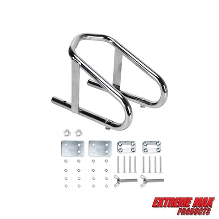 Extreme Max 5001.5763 Deluxe Chrome Motorcycle Wheel Chock - 5.5" Wide 5001.5763