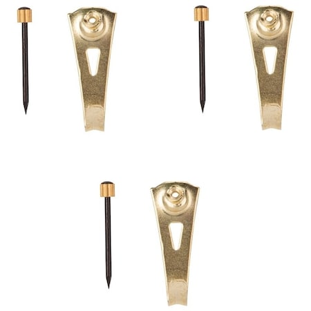 Prosource Picture Hanger, 30 lb, Steel, Polished Brass, Brass, Nail-In Mounting PH-122270-PS