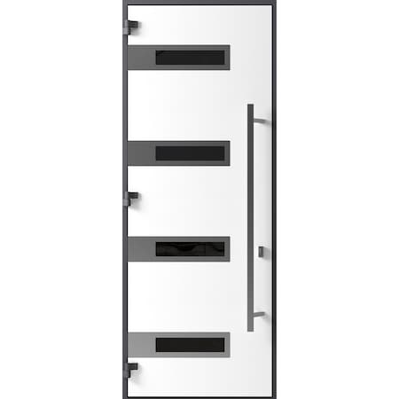Vdomdoors Front Exterior Prehung Steel Door Ronex0131 Black Enamel 96 Stainless Inserts Entry Metal Modern RONEX0131EXD-BLK-W36xH96-RH-I