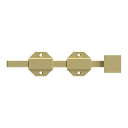 Deltana 8 Modern Heavy Duty Surface Bolt; Bright Brass Finish 8SBM3