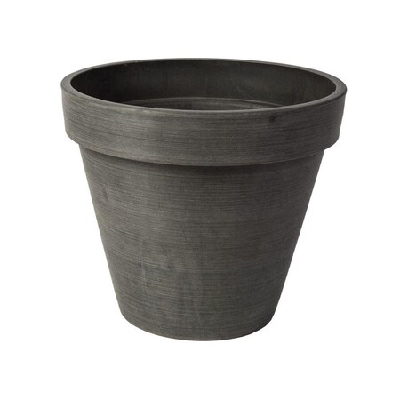 Algreen 12 x 14 x 14 in. Valencia Round Banded Planter Pot, Textured Charcoal 18235
