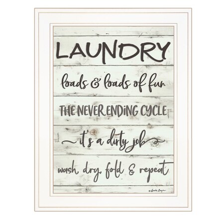 Homeroots Laundry 1 White Framed Print Bathroom Wall Art 406762