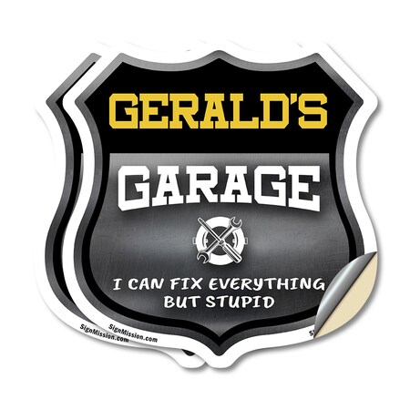 Signmission Gerald's Garage I Can Fix Everything But Stupid, 4 inch X 4 inch, Vinyl Decal, 2PK SHI-D-2PACK-4-490-GERALD