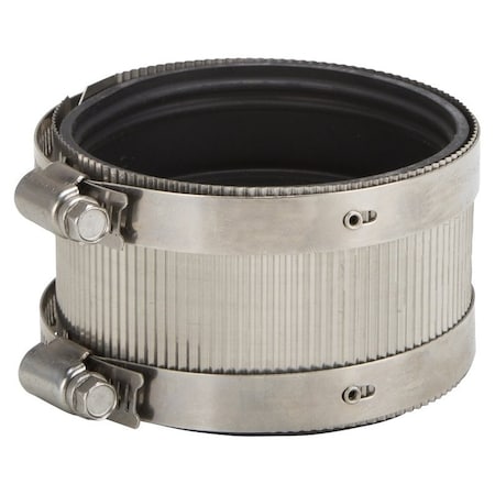 Prosource Coupling, 3 in, Rubber/Stainless Steel, Black/Stainless Steel Shield NHC-33