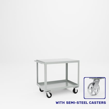 Pucel Heavy Duty Shop Truck, 36 in W x 24 in D x 33.5 in H, Two Shelves, Push Handle, Red 2436-DT-2S