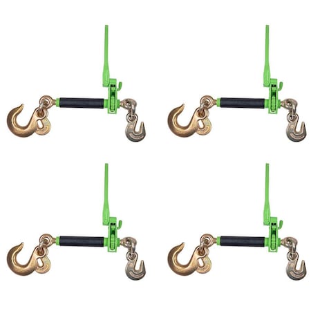 Mytee Products HiViz Green Folding Handle Ratchet Load Chain Binder w/Grab Hook & Slip Hook, 4PK CBRS-FH12-58SH-12GHx4