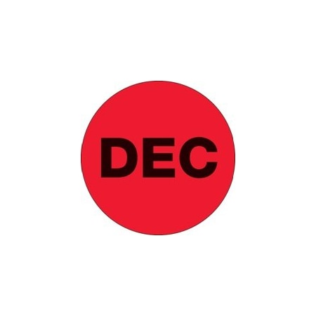 Bubblefast 2'' Circle - ''DEC'' Fluorescent Red Months of the Year Labels BFDL6748