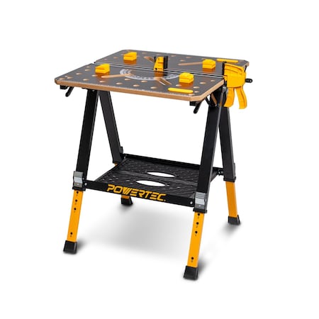 Powertec 2-in-1 Portable Folding Work Table & Sawhorse, 1000 lb Capacity with 8-Level Height Adjustment UT1015