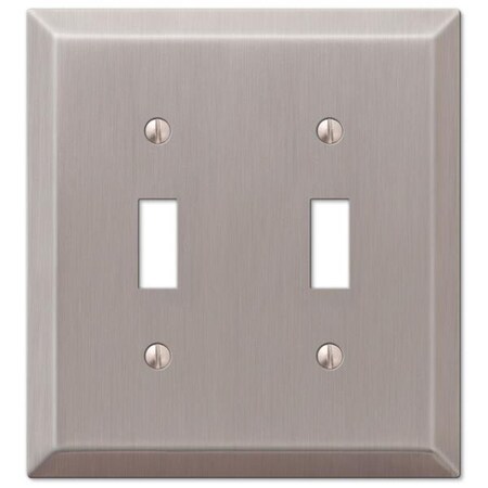 Abacus Century Brushed Nickel Steel - 2 Toggle Wallplate AB3555652