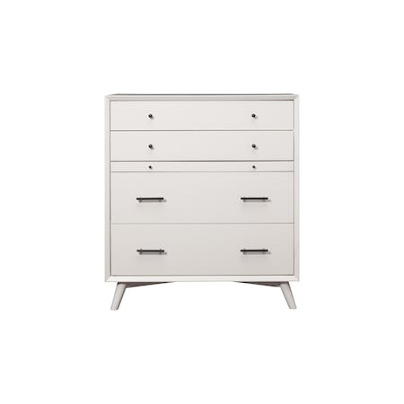 Homeroots 38" White Solid Wood Four Drawer Chest 524147