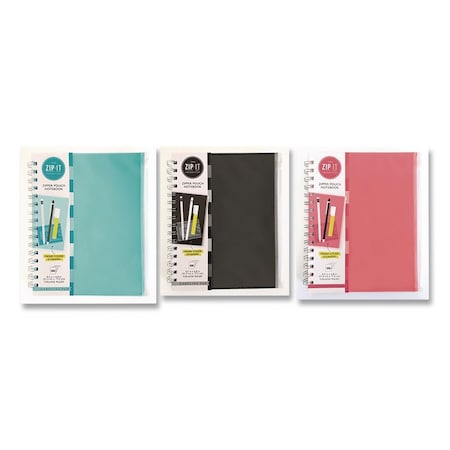Carolina Pad Zip-It Ideal Notebook, 1-Subject, Medium/College Rule, Random Cover Colors, (120) 8.5 x 6.8 Sheets 55025