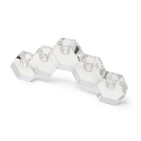 Homeroots 5" Clear Crystal Geometric Tabletop Candelabra Candle Holder 590231
